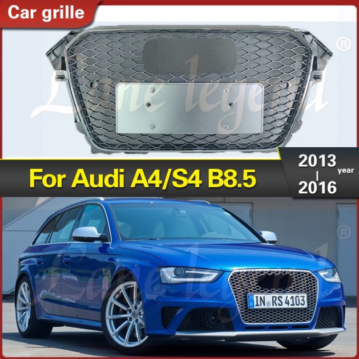 For Audi A4/S4 B8.5 2013-2016 Car Middle Net Front Grille Grills Center Bumper Racing honeycomb Sty