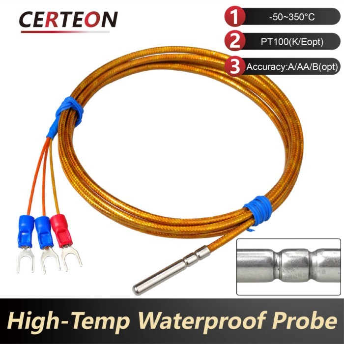 PT100 Temperature Sensor RTD Probe 350°C Platinum Resistance Waterproof High Temp Sensor Kapton Ins