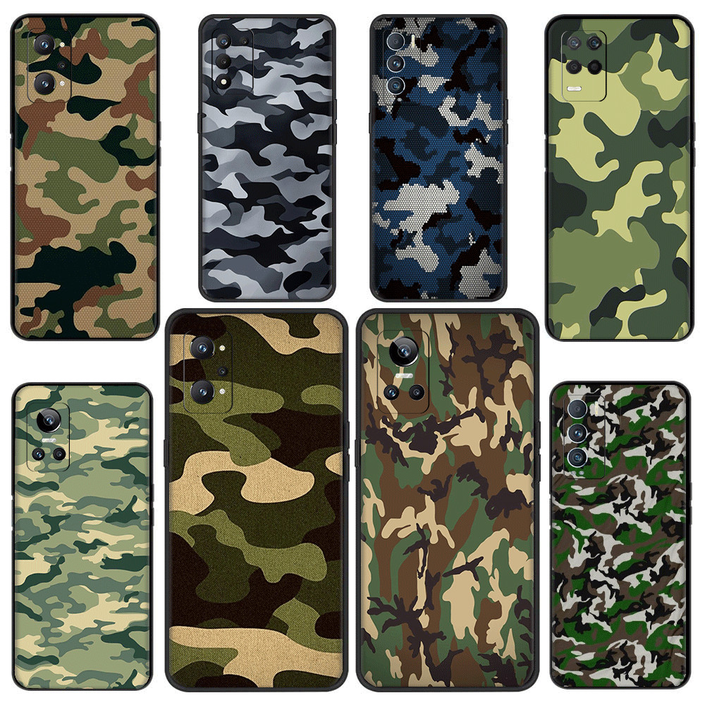 Realme 8S 8i 9i 9 10 Pro Plus 12 12X TPU Spot goods เคสนิ่มสีดําเคสโทรศัพท์ลายพราง (9-O)