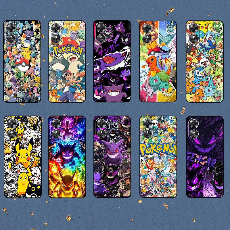 สําหรับ OPPO A1 A1K A3S A5 A5S A7 A8 A9 A11 pokemon นุ่มสีดํา TPU เคสโทรศัพท์