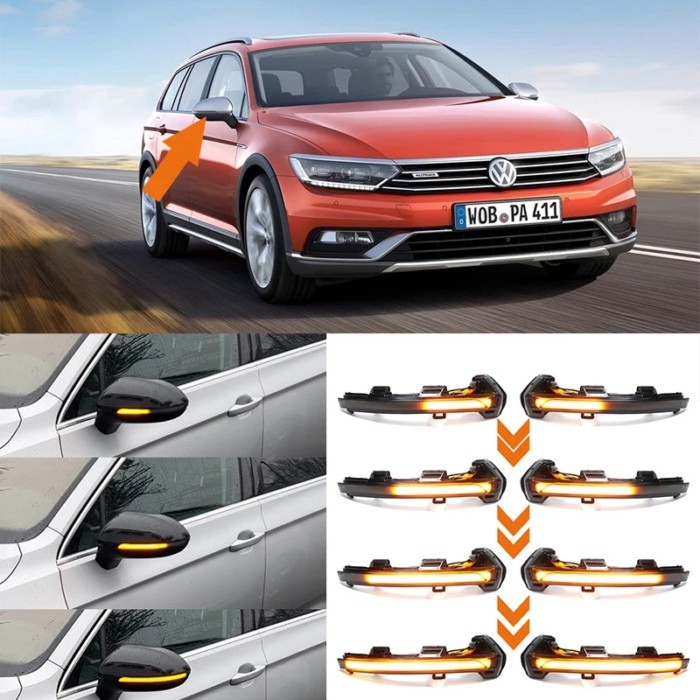 2x For Golf 8 LED Blinker Dynamic Turn Signal Light Side Rear-View Mirror Light For Volkswagen VW P
