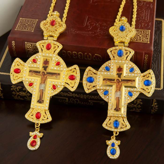 Orthodox Cross Orthodox Chest Cross Pastor Church Gold Plated Necklace Jesus Cross Necklace Godfath