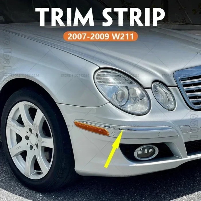 for 2007-2009 W211 Mercedes Benz E320 E350 E550, E63 AMG Front Bumper Molding Chrome Strip Trim 211