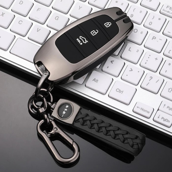 Alloy Car Key Case Cover For Hyundai Tucson Solaris Sonata Hybrid NEXO NX4 Santafe dn8 4 Buttons 20