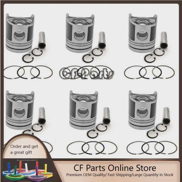 New 6 Sets STD Piston Kit With Ring 23411-83411 Fit For Hyundai D6AC Engine 130MM