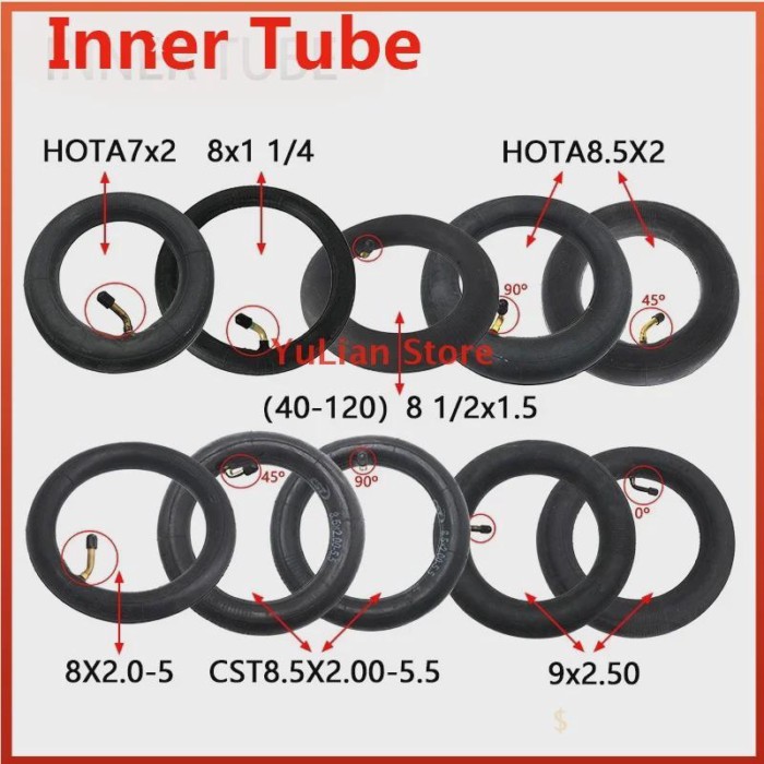 6intch 6x1 1/4 6x2  8 Intch 200x45 200x50 8x1 1/4 8.5x2 8 1/2x2 innter tube  Bent ValveTires Wheels