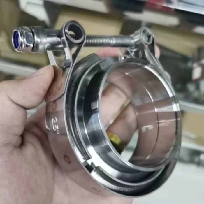 High quality exhaust stainless steel v-band clamp with flange 4 3.5 3 2.5 2 inch v band clamp and f
