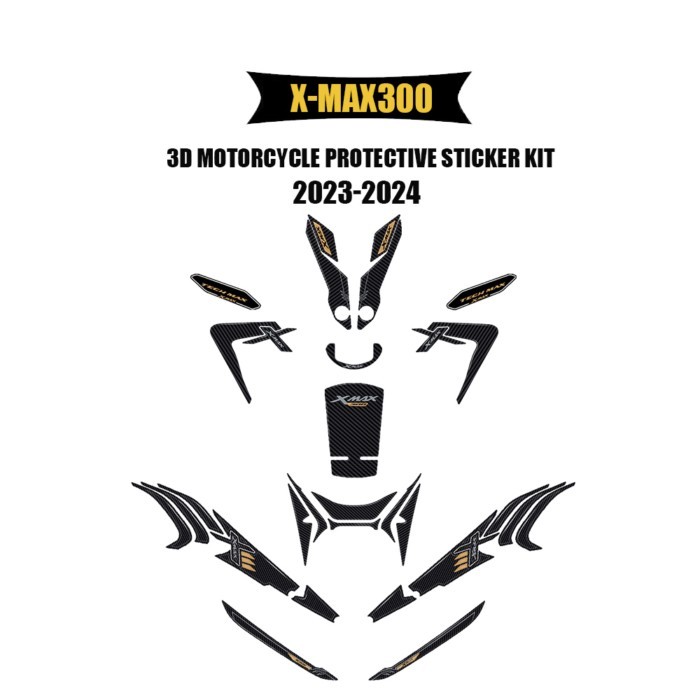 3D Motorcycle Protective Sticker Kit For Yamaha X MAX 300 Compatible with X MAX 300 2024