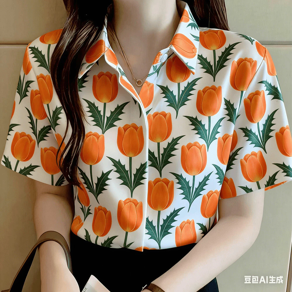 Unisex ลายดอกสงกรานต์ ฮาวาย แขนสั้น Oversize ลายพิมพ์ดอกไม้ 46c 2569 thumbnail 4