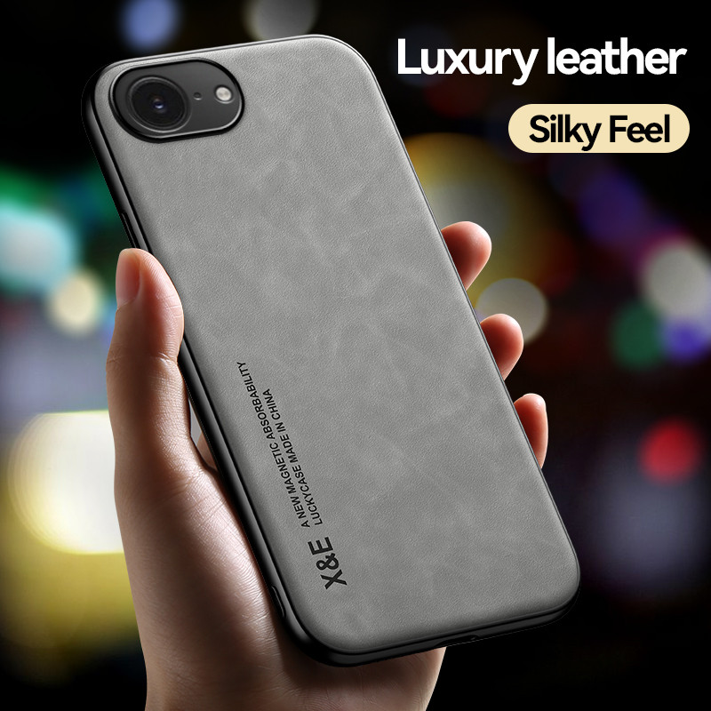 เคสสําหรับ iPhone 17e 16e ⭐Silky Feel Luxury Leather Magnetic Car Holder Phone Cover⭐ เคสกันกระแทก A