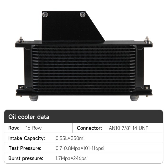 10AN 16 Row Oil Cooler Kit Fits Subaru Impreza WRX/STI 2.0L/2.5L EJ205 EJ255 Engine 2001-2005 Alumi