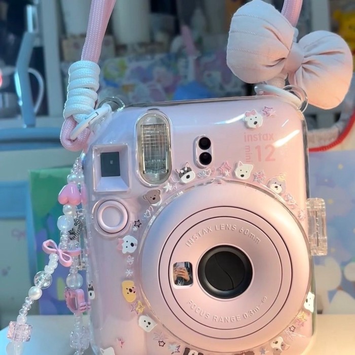 Mini mini12 เคสใส] instax Crystal Case Polaroid Hard Case เคสป้องกันกล้อง Case Chain