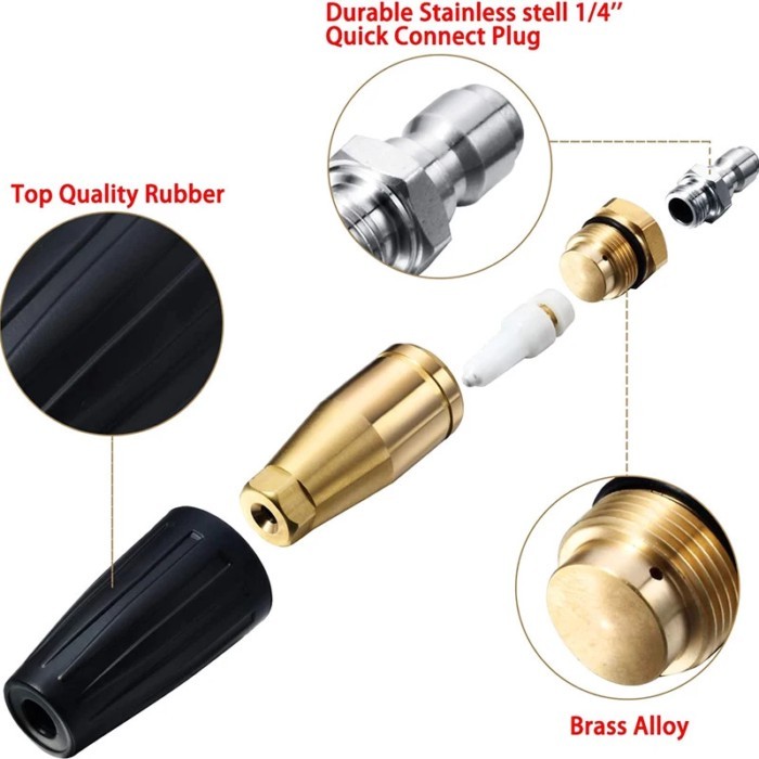 High Pressure Cleaner Brass 360 Rotating Dirt Blaster Turbo Nozzle for High Pressure Car Washers wi