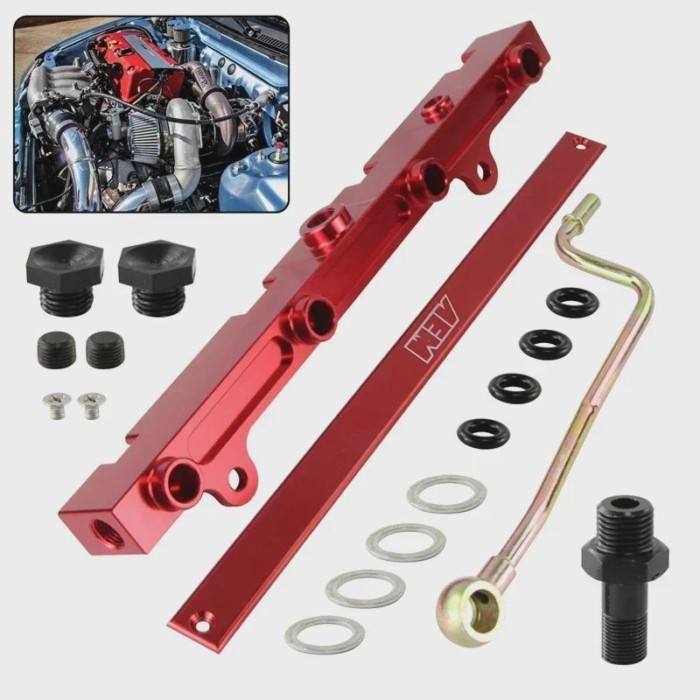 Red / Black Aluminum Fuel Rail Fits For Honda Civic K20 K20A2 K20A3 K20Z1 Acura RSX Integra Type R