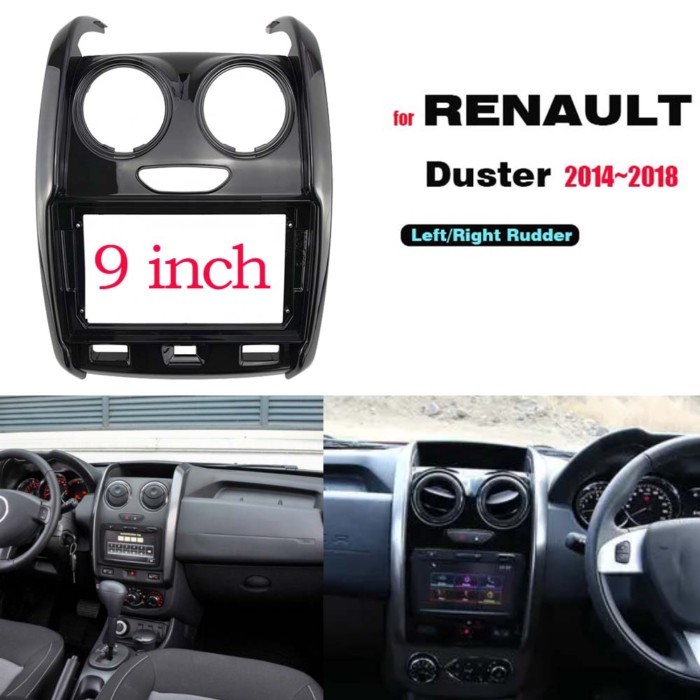 BYNCG 2 Din 9 Inch Car Radio DVD GPS Mp5 Plastic Fascia Panel Frame for RENAULT Duster 2014~2018 Da