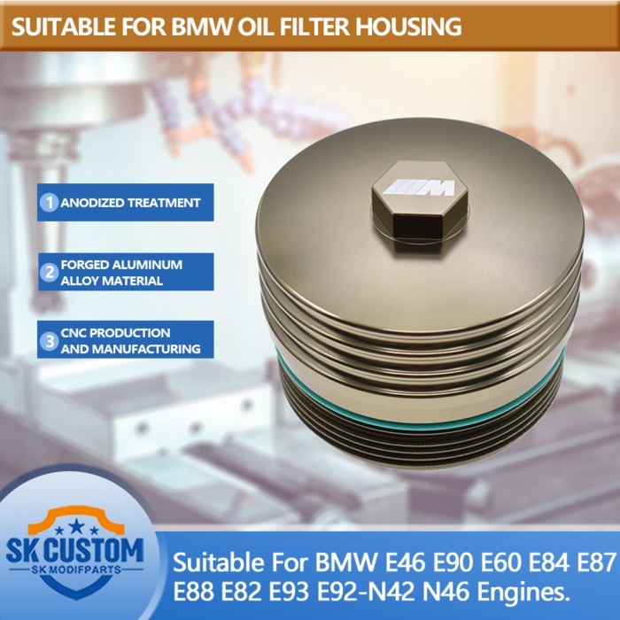SKCUSTOM For BMW N43 N45 N46 Engine Special Car Modification Part E87 E90 E91 E60 Oil Filter Cover