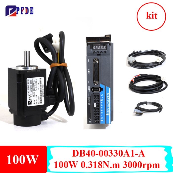 AC220V 100W 0.318N.m 3000rpm Servo Motor DB40-M00330A1-A with ps100 Servo Driver+3 meter cable kit