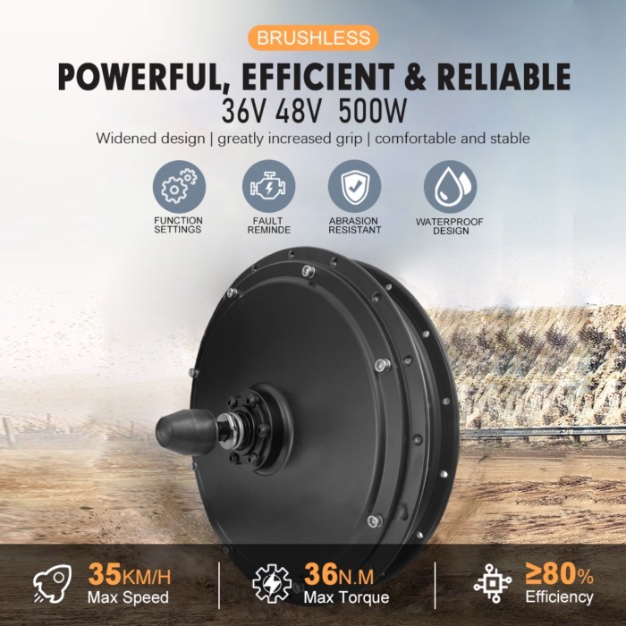 Electric bike Conversion Kit 36V48V 500W Brushless Gearless Front and Rear Hub Motor Wheel 20-29In