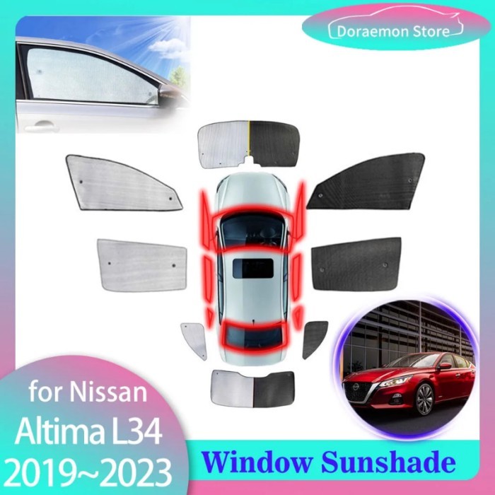 Full Coverage Sunshades for Nissan Altima L34 SR 2019~2023 Rear Windshield Curtain Sun Protecti Win