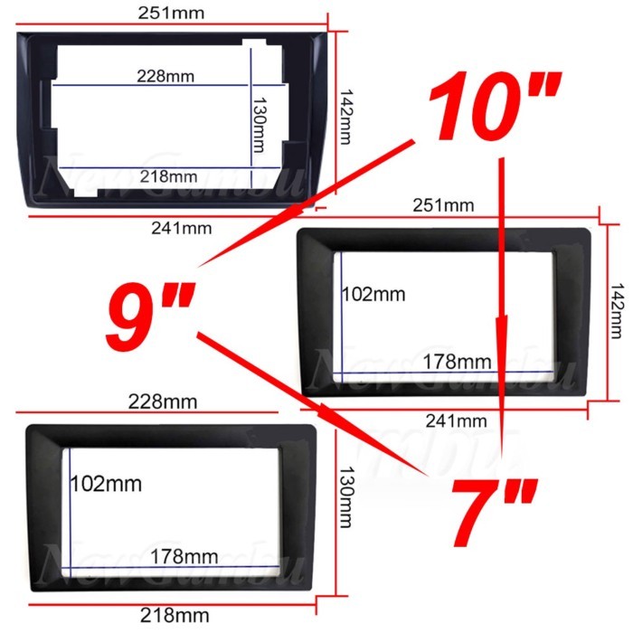 9 10 zoll zu 7 zoll  inch Universal 2 Din Auto Radio Android Player Frame Auto Rahmen Für 178x102mm