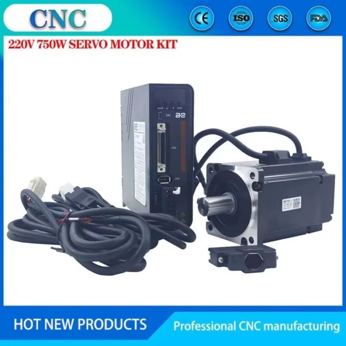 AC 220V 750W 0.75kw servo motor kit 2.39nm AC motor S2P-5R5AI AEWL-0808JFB brake kit single-turn ma