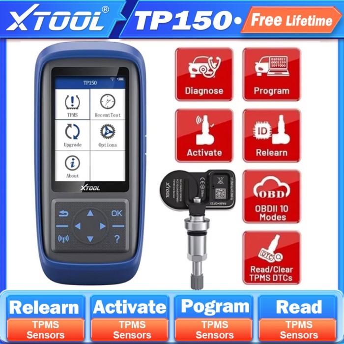 XTOOL TP150 Tire Pressure Monitoring System Tire Repair Tools OBD2 Diagnostic Tools TPMS Program Wi
