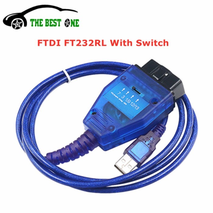 Professional For VAG 409 KKL FTDI FT232RL Chip For Fiat ECU Scan Tool VAG409 KKL Cable With Switch
