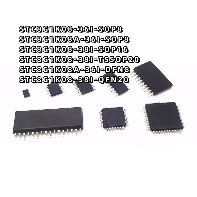 ยี่ห้อใหม่ STC8G1K08-36I-SOP8 STC8G1K08A 38I SOP16 TSSOP20 DFN8 QFN20