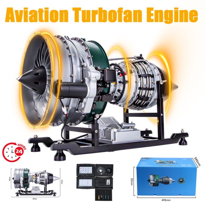 1000+Pcs Aviation Turbofan Engine DIY KIT 1/10 Metal Jet Engine Model Assembled Engine Model Toy Gi