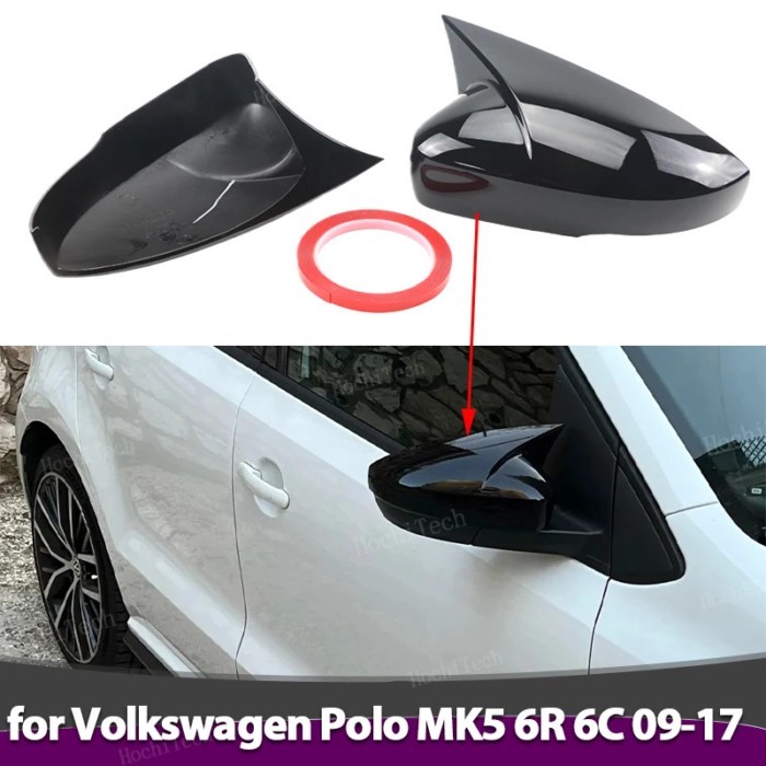 High Quality Black Side Wing Rearview Mirror Cover Cap sticker For Volkswagen VW Polo MK5 6R 6C 200