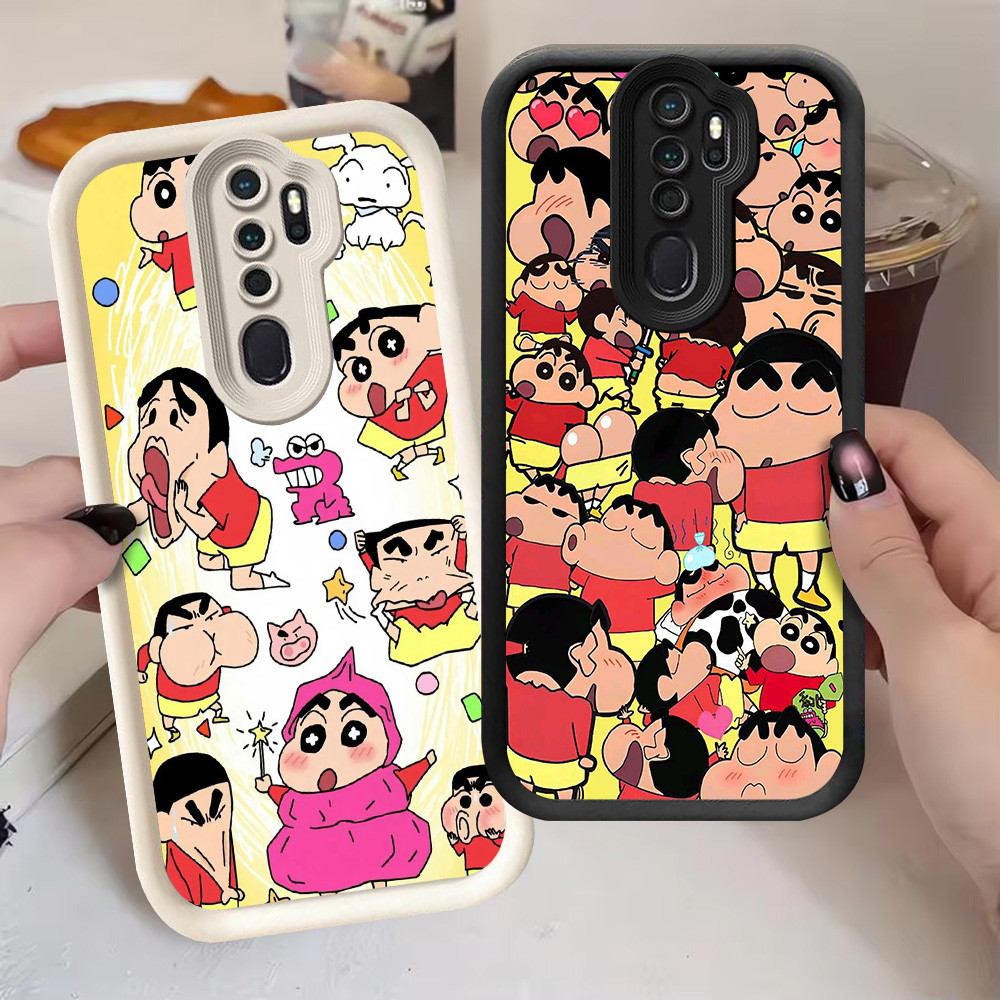 G-66 Crayon Shinchan Casing สําหรับ OPPO A9 A5 2020 F11 Reno 2F 2Z Pro สีดําและสีขาว