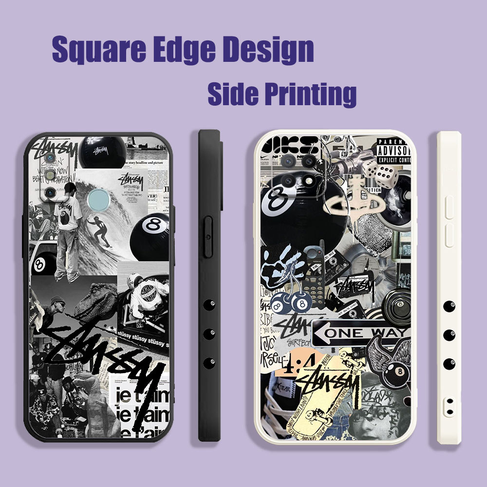 ปลอกสําหรับ OPPO A5 A52/A72/A92 A59/F1s F7 32/A53 A9 A37/Neo 9 F11 Pro Stussy 8 Ball สเก็ตบอร์ดสีดํา