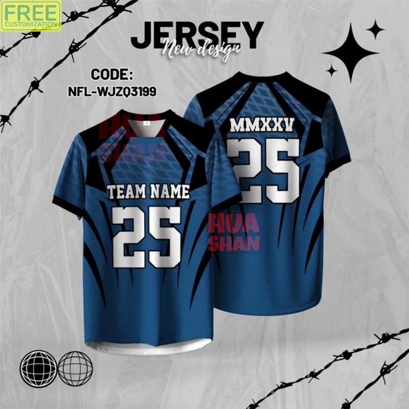 การปรับแต่ง Jersey 2025 NFL teamwear jersey NFL SUBLIMATION เสื้อยืด LYCRA Baju Tshirt Lelaki แขนยาว