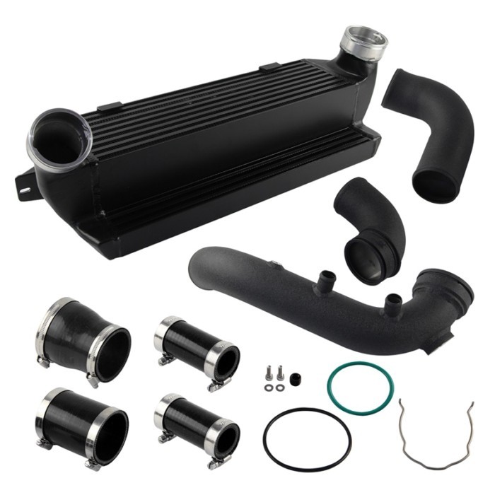 Bar & Plate Intercooler+Super Charge Pipe+Boost Pipe Hose Kit For BMW N54 E8X E9X 1-series 135i 335