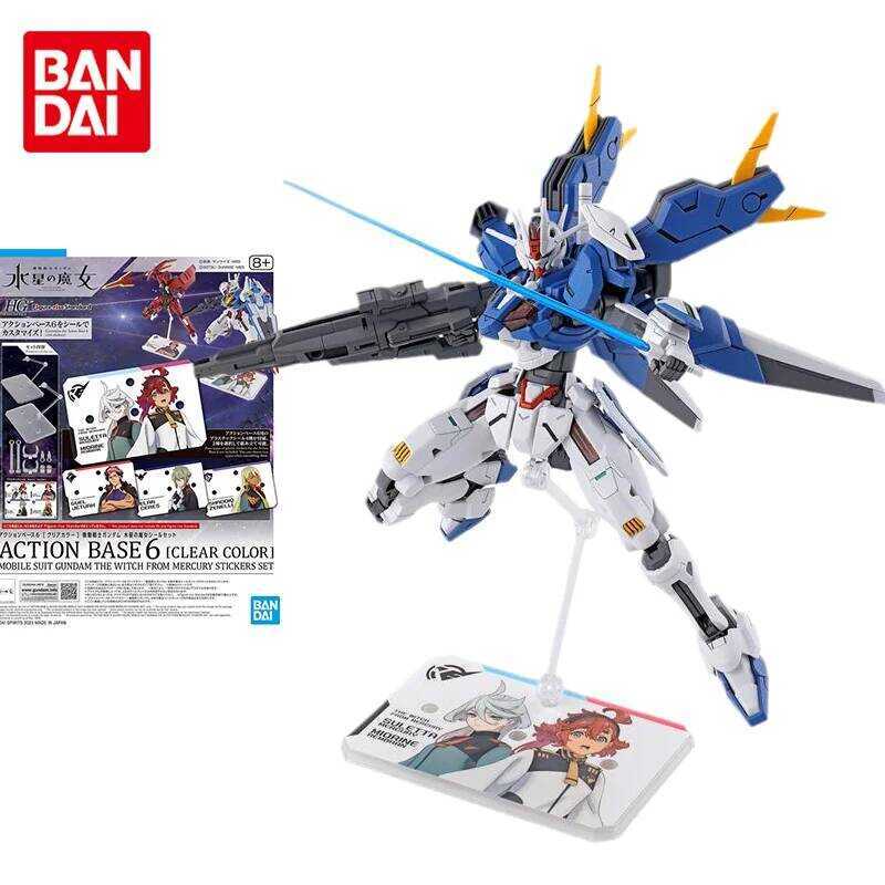 Bandai Original Gundam Model Kit Anime Figure The Witch From  HG ACTION BASE 6 CLEAR COLOR Toys Gif