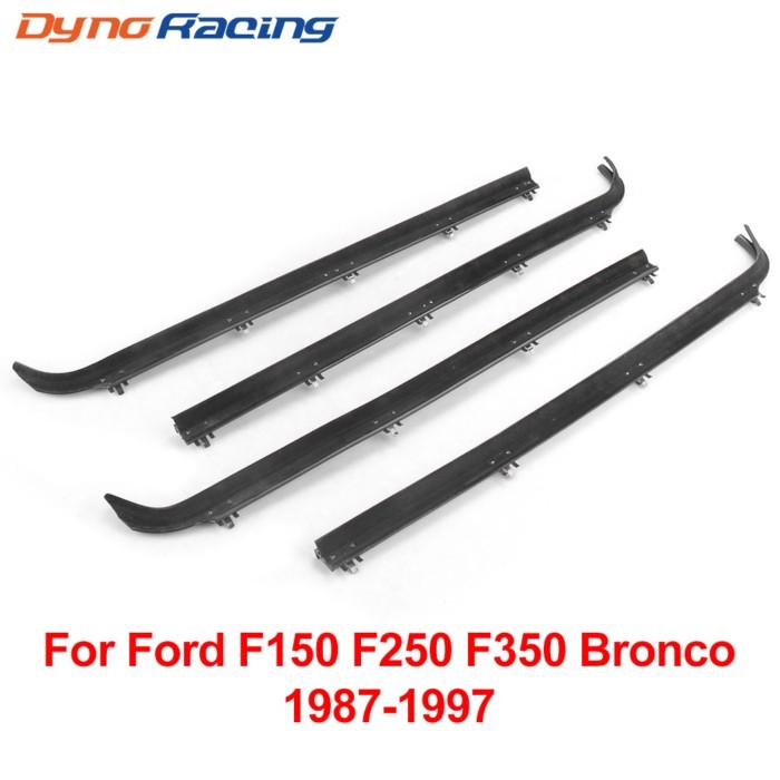 F2TZ1521457A E7TZ1521453A 4PCS Inner & Outer Car Door Window Seal Belt Weatherstrip Kits For 1987-1