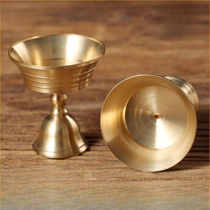 1pc Metal Candle Holder Temple Prayer Candle Holder Household Solid Liquid Dual-use Candle Holder S