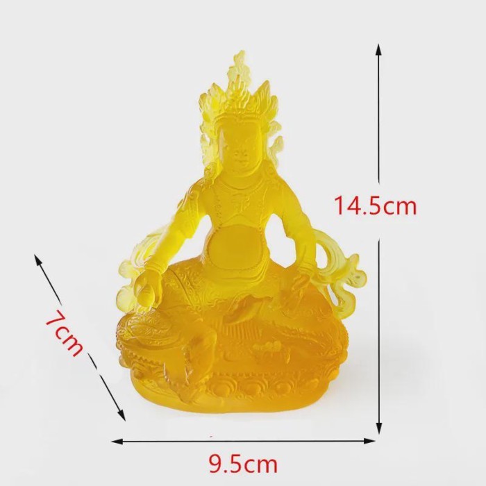 H14.5cm Gold Plated Resin Tibetan Buddhist  Yellow Jambhala/Tsanbala  Statue Cratfs Living Room Dec