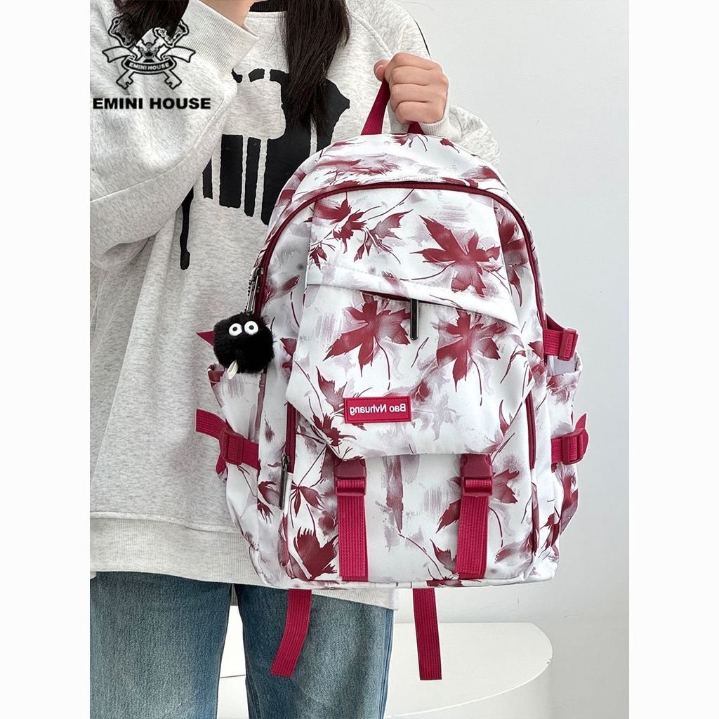 EMINI HOUSE Maple Leaf กระเป๋าเป้สะพายหลังความจุขนาดใหญ่สำหรับผู้ชายและผู้หญิง เหมาะสำหรับนักเรียนแล