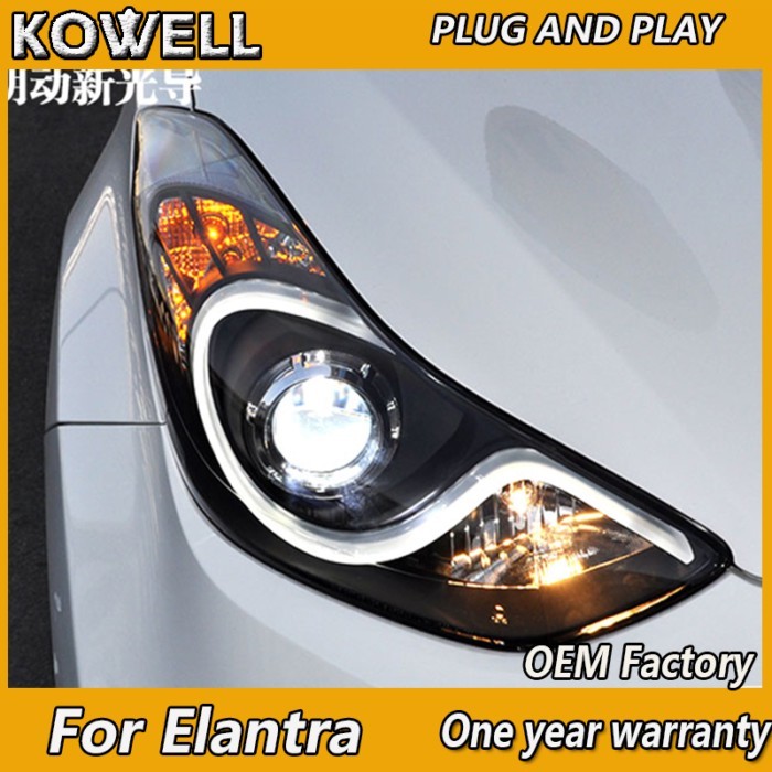 KOWELL Car Styling for Hyundai Elantra MD 2011-2016 Headlights New Elantra DRL Lens Double Beam H7