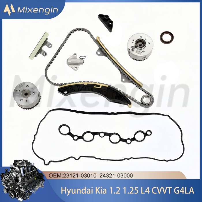 Timing Chain Kit W/VVT Gear Gasket Set For 08-20 1.2 1.25 L T CVVT G4LA G4LB Hyundai i10 i20 Kia Pi