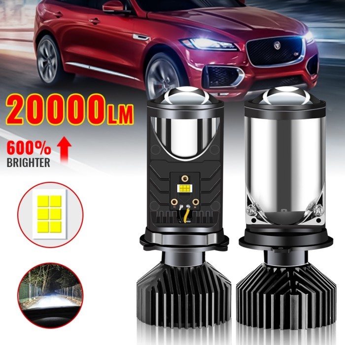 H4 LED High Low Beam Mini Projector Lens Headlight 12V 24V 6000K Focused Y6 H4 Bulb Car Light Led H