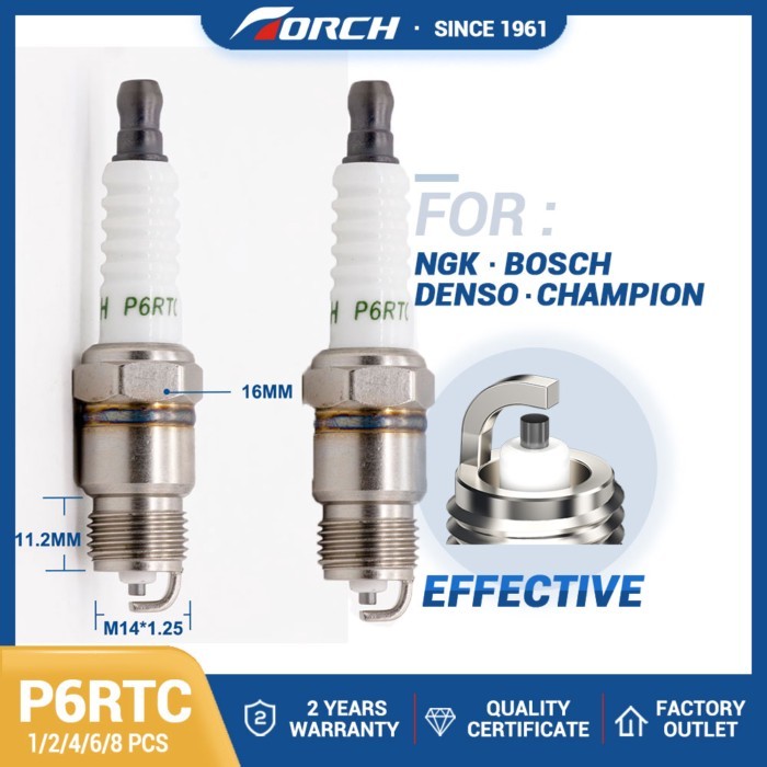 NEW 1-8PCS Torch P6RTC Spark Plugs Alternative Candle BPR6FS AC Delco R41TS Autuolite 144 23 Beru 1