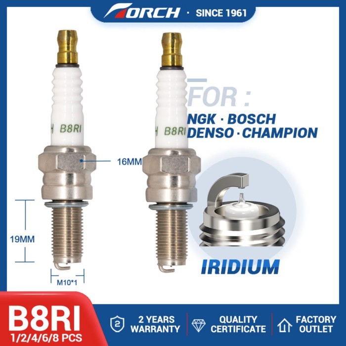 1-8PCS Iridium Spark Plug Torch B8RI Replace for CR8EIX C8E CR8E CR8EB Denso U24ESR-N U24ES-N U24ES