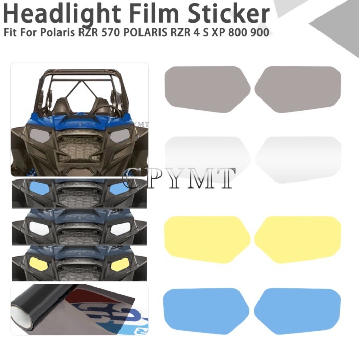 Fit For Polaris RZR 570 POLARIS RZR 4 S XP 800 900 Headlight Film Sticker Motorcycle transparent pr