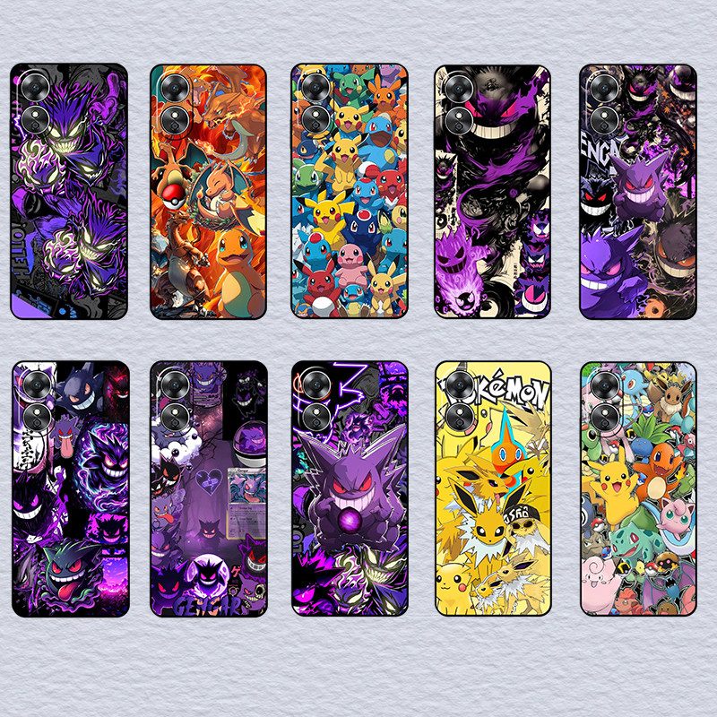 สําหรับ OPPO A1 A1K A3S A5 A5S A7 A8 A9 A11 pokemon นุ่มสีดํา TPU เคสโทรศัพท์