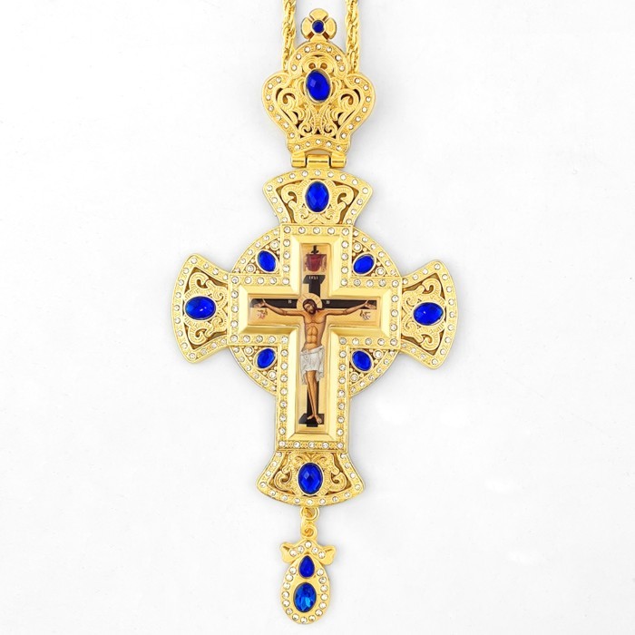 Pectoral Cross Orthodox Jesus Necklace Catholic Crucifix Pectoral Gold Pendants Cross Chain Religio