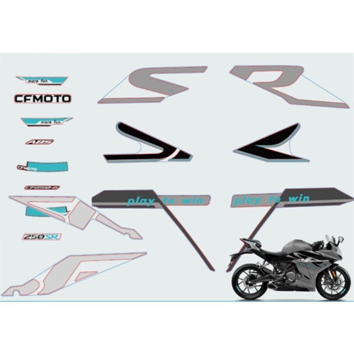 For CFMOTO 250SR Full car decal light speed cement gray shell big lamp shade big board print SR let