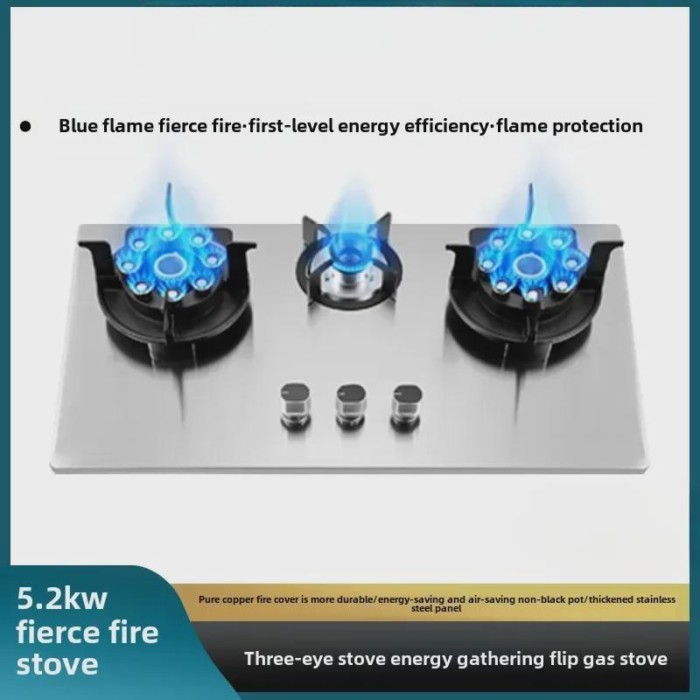 Three-burner timed gas stove, smart timer kitchen stir-fry stove, integrated natural gas liquefied