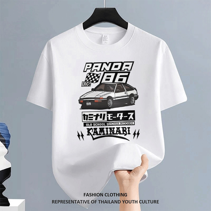 TF31 ผู้ชาย สีขาว-ดำ สตรีทแฟชั่น COOL เสื้อยืดผู้ชาย Christmas OVERSIZE CASUAL สีดําแขนสั้น คอกลม เสื้อยืด ลายการ์ตูน